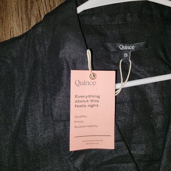 Quince 100% European Linen Button Front Dress NWT Black Small - Picture 4 of 6